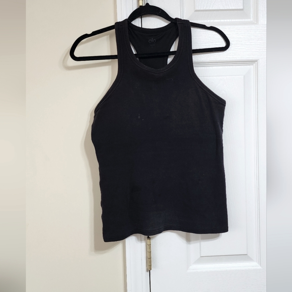 ALO Yoga Black Fitted Backless Tank Top - Picture 2 of 5